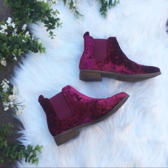 Toms Shoes - TOMS Black Cherry Velvet Ella Ankle Booties